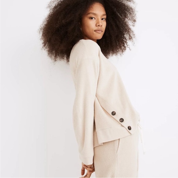 COZY MADEWELL•Resourced•Brushed Side Button Oversized Sweatshirt•Size X-Large - Picture 7 of 11